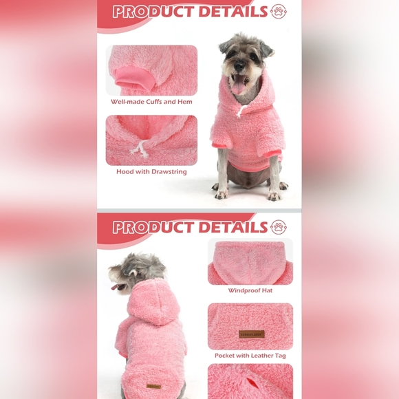 Fluffy Pink Dog Hoodie - Picture 2 of 7